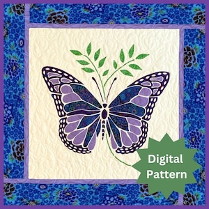 PDF Radiant Butterfly Quilt Pattern | Easy Quilt | 48 x 48" | Beginner Friendly | Fusible Raw Edge Applique | PDF Download