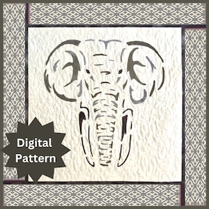 PDF Elephant Quilt Pattern | 48 x 48&quot; | Easy Quilt | Beginner Friendly | Fusible Raw Edge Applique | Quilted Wall Hanging | PDF Download
