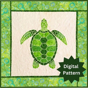 PDF Sea Turtle Quilt Pattern | Easy Quilt Pattern | Beginner Friendly | Fusible Appliqué | Wall Hanging |Beginner Quilt | Weekend Project