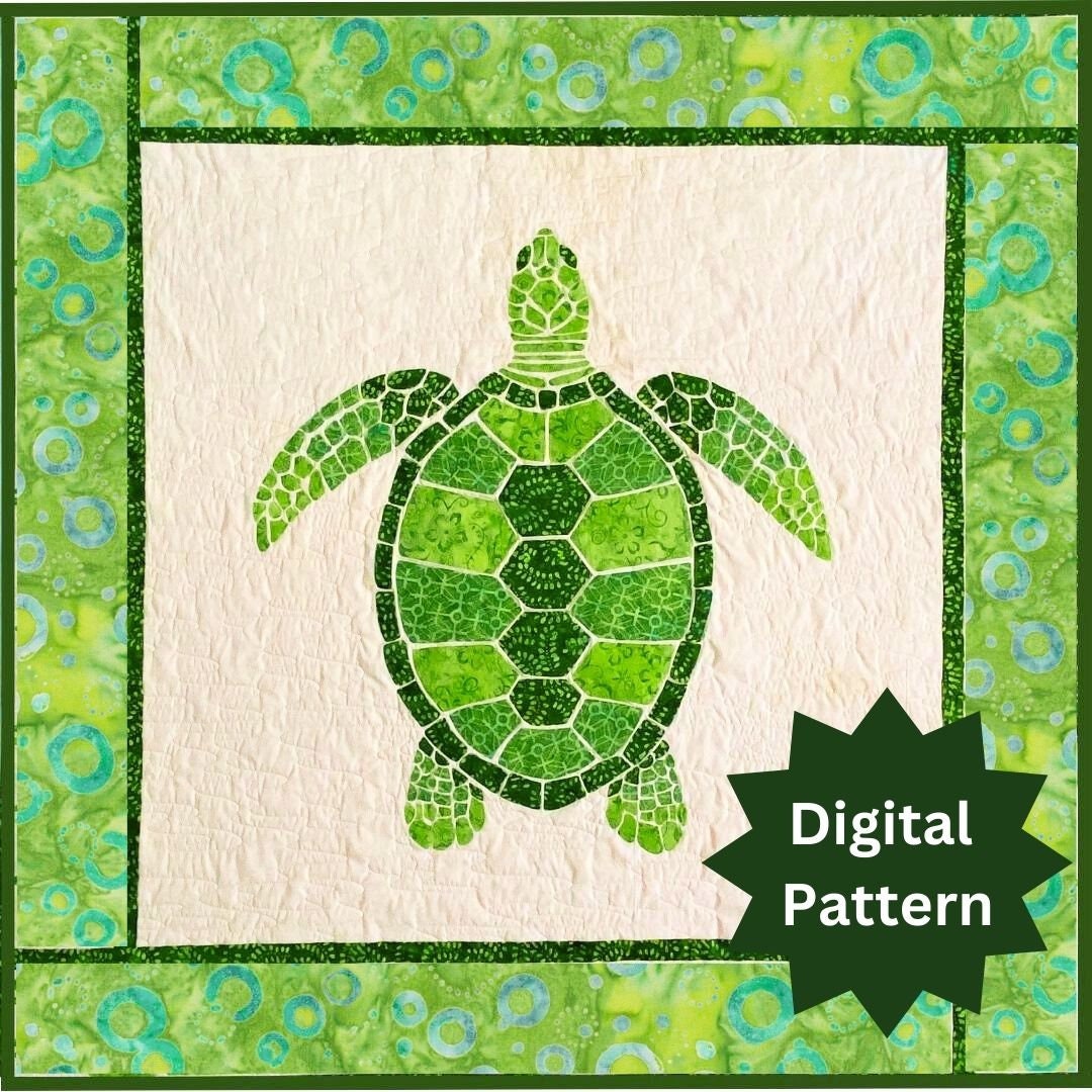 PDF Sea Turtle Quilt Pattern | Easy Quilt Pattern | Beginner Friendly | Fusible Appliqué | Wall Hanging |Beginner Quilt | Weekend Project
