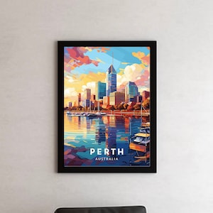 Perth Australia Travel Print Perth Wall Decor Australia Illustration Perth Australia Travel Poster Perth Australia Gift Perth Home Decor