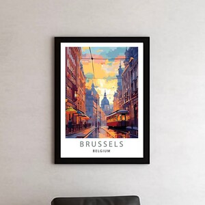 Bruxelles Belgique Travel Print Bruxelles Wall Decor Bruxelles Home Living Decor Belgique Illustration Voyage Affiche Cadeau pour Bruxelles Art