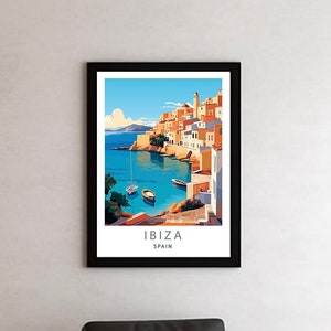 IBIZA reisprint, Ibiza poster, Spanje print, Afdrukbare Instant Download, Minimalistische Digitale Kunst, Ibiza Affiche, Huwelijkscadeau