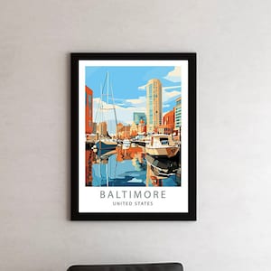 Poster di viaggio di Baltimora, Maryland, arte urbana minimalista (download digitale)