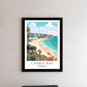 Carbis Bay Cornwall Travel Print Carbis Bay Wall Art Carbis Bay Home Decor Carbis Bay Artwork Carbis Bay Travel Poster Carbis Bay Gift