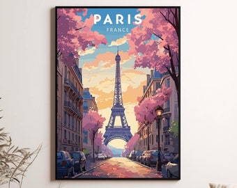 Paris Eiffel Tower Print, Travel Poster, Anniversary Gift (Digital Download)
