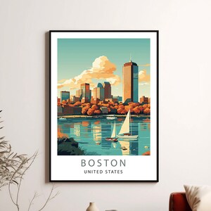 Boston Travel Print Wall Art Boston Wall Hanging Home Décor Boston Gift Art Lovers Massachusetts Art Gift Lover Print Massachusetts Decor