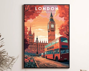 London Travel Poster | Minimalist UK Art (Digital Download)