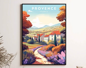 Provence France Travel Poster, Wall Art, Minimalist Print (Digital Download)