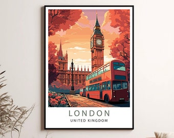 LONDON Poster Wall Art Print | UNITED KINGDOM Art | Travel Poster | Minimalist Digital Download Artwork | Gift Idea | Anniversary gift