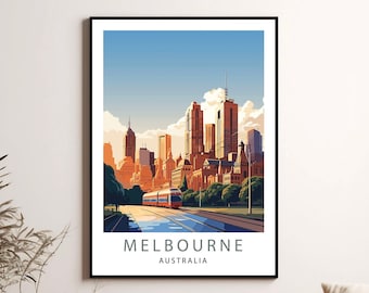 Melbourne Australia Cityscape Print, Minimalist Wall Art (Digital Download)