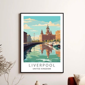LIVERPOOL wydruk podróżny, plakat Wielka Brytania, wydruk LIVERPOOL, natychmiastowe pobranie do druku, minimalistyczne dzieło sztuki cyfrowej, LIVERPOOL Affiche