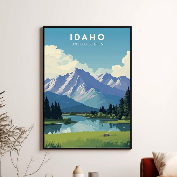 Idaho City Print United States Travel Print Idaho Travel Poster Idaho Wall Art Minimalist Digital Download Idaho Gifts Idaho Art Idaho Print