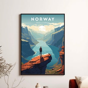NORWAY Print | NORWAY Travel Poster | Trolltunga Poster | Trolltunga Travel Poster | Minimalist Digital Download Artwork | NORWAY Gift