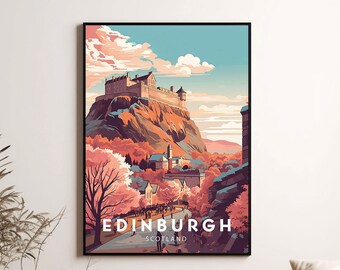 Edinburgh Scotland Travel Poster, Minimalist City Art (Digital Download)