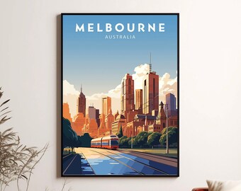 Melbourne Australia Skyline Print, Cityscape Poster (Digital Download)