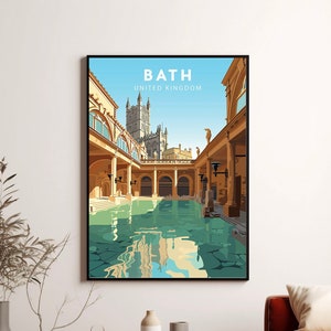 Bath City Print | Vereinigtes Königreich Reisedruck | Bad Reise Poster | Bad Wandkunst | Minimalistische Digitale Download Kunst | Bad Geschenk