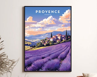 Provence Lavender Field Art Print, France Travel Poster (Digital Download)