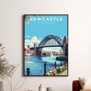NEWCASTLE wydruk podróżny, plakat Wielka Brytania, wydruk NEWCASTLE, do natychmiastowego pobrania, minimalistyczne dzieło sztuki cyfrowej, NEWCASTLE Affiche