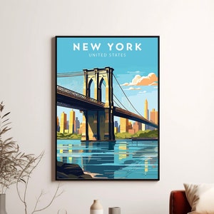 Impresión de viaje de NUEVA YORK, cartel de Nueva York, impresión de Estados Unidos, descarga instantánea imprimible, obra de arte digital minimalista, Affiche de Nueva York