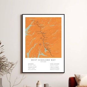 West Highland Way Weg Druck | Schottland Fernwanderweg Poster | England Wanderkarte | UK Digitaler Download Wandkunst | Wandelndes Decor