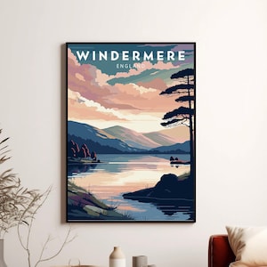 Windermere Travel Print, Windermere Poster, Home Decor Wall Art Windermere Travel Poster Gifts, Windermere Wall Art, Windermere Print