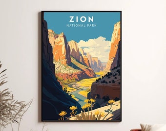 Zion National Park-poster, minimalistische reiskunst (digitale download)