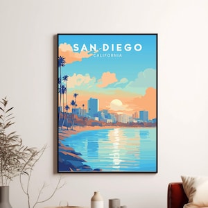 San Diego Poster Wall Art Print | San Diego Art | Travel Poster | Minimalist Digital Download Artwork | Gift Idea | Anniversary gift