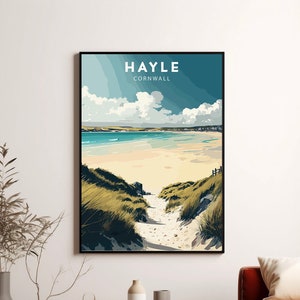 HAYLE BEACH Poster Wall Art Print | CORWALL Art | Travel Poster | Minimalist Digital Download Artwork | Gift Idea | Anniversary gift