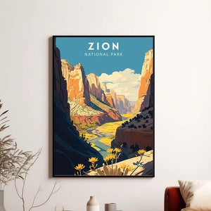 ZION National Park Poster, Printable Instant Download, Zion Travel Art Print, Minimalist Digital Wall Artwork, Zion print, Zion poster