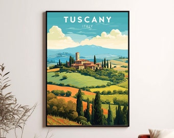 Toscane landschapskunst print, Italië reisposter (digitale download)