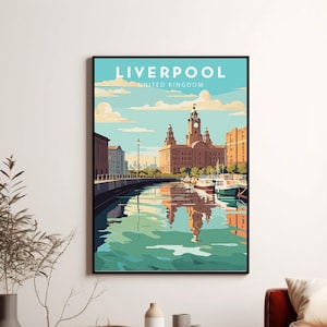 LIVERPOOL wydruk podróżny, plakat Wielka Brytania, wydruk LIVERPOOL, natychmiastowe pobranie do druku, minimalistyczne dzieło sztuki cyfrowej, LIVERPOOL Affiche