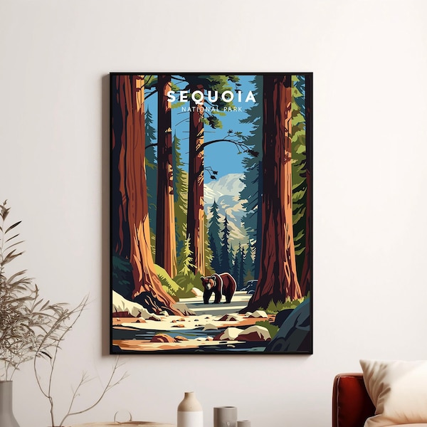 Sequoia Print Sequoia National Park Poster Printable Instant Download Sequoia Travel Art Print Minimalist Digital Wall Artwork Sequoia Art