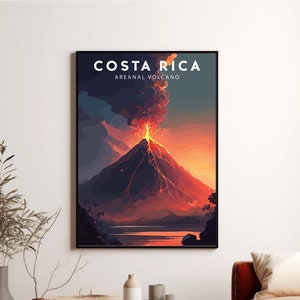 Costa Rica travel print, Costa Rica poster, San José poster, Areanal volcano, Printable Instant Download, Minimalist Digital Wall Artwork