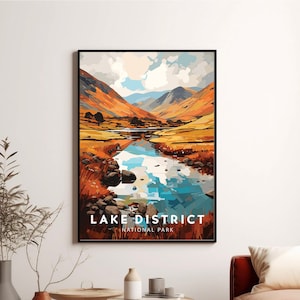 LAKE DISTRICT Poster Wall Art Print | National Park Art | Travel Poster | Minimalist Digital Download Artwork | Gift Idea | Anniversary gift