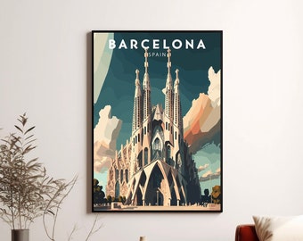 Barcelona-reisposter, Sagrada Familia-kunstafdruk (digitale download)