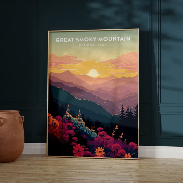 Great Smoky Mountain National Park Great Smoky Mountain Print Minimalist Digital Wall Art smoky mountain painting smoky mountain painting