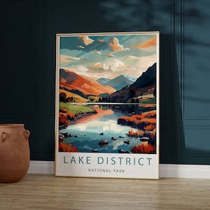 LAKE DISTRICT poster muurkunst print | Kunst nationaal park | Reisposter | Minimalistische digitale downloadkunstwerken | Cadeau-idee | Jubileumcadeau