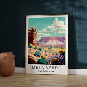Affiche du parc national de Mesa Verde, téléchargement immédiat, art de voyage de Mesa Verde, oeuvre d&#39;art murale numérique minimaliste, impression de Mesa Verde, affiche de Mesa Verde