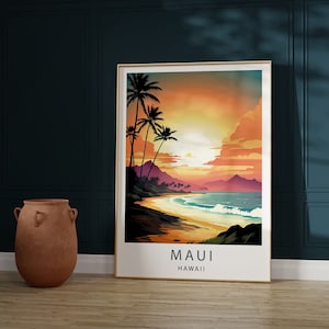 Maui Hawaii Travel Print Maui Wall Decor Hawaii Illustration Lahaina Maui Travel Poster Maui Hawaii Gift Hawaii Home Decor