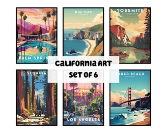California National Parks Poster Set of 6 (Digital Download)