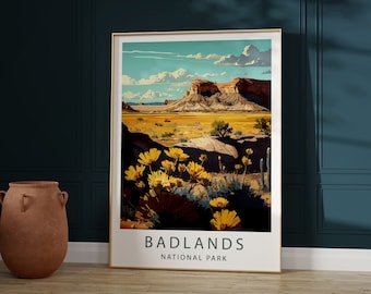 Badlands National Park Art Print, Travel Poster (Digital Download)