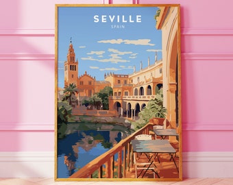 Seville Spain Travel Poster Print, Minimalist Wall Art (Digital Download)