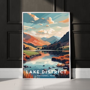 LAKE DISTRICT Poster Wall Art Print | National Park Art | Travel Poster | Minimalist Digital Download Artwork | Gift Idea | Anniversary gift