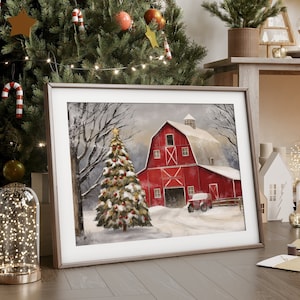 Christmas Farm Vintage Christmas Wall Art Printable Christmas Farm Christmas Decor Rustic Winter Christmas Art Seasonal Holiday Decor ch1