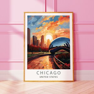 Chicago Travel Print Chicago Art Chicago Print Chicago Poster Chicago Art Print Chicago Gift Illinois Art Gift Amante Stampa Chicago Gifts