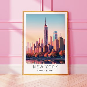 Pôster de viagem de Nova York, impressões de Nova York, arte retrô de parede, impressão de Nova York, decoração de parede, pôsteres de Nova York, impressões de cidades dos EUA, download digital
