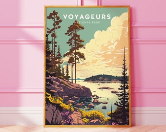 Poster Voyageurs National Park, minimalistische muurkunst (digitale download)