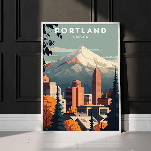 Impression de voyage PORTLAND, affiche OREGON, impression Oregon, Téléchargement instantané imprimable, Oeuvre numérique minimaliste, Affiche PORTLAND, Cadeau de mariage