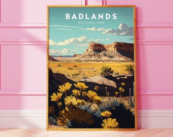 Badlands Nationalpark Poster, Minimalistische Reisekunst (Digitaler Download)